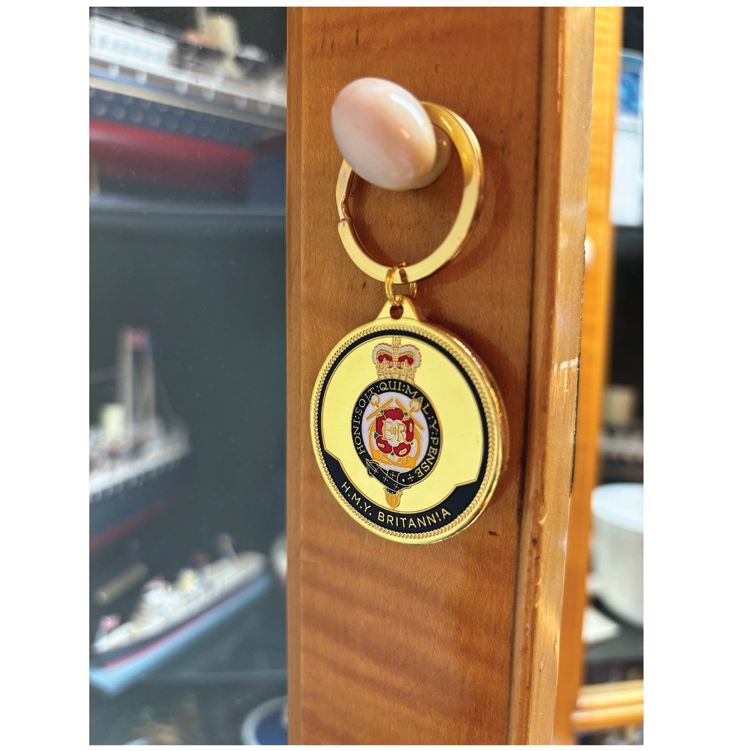 Britannia Ship and Crest Round Keyring