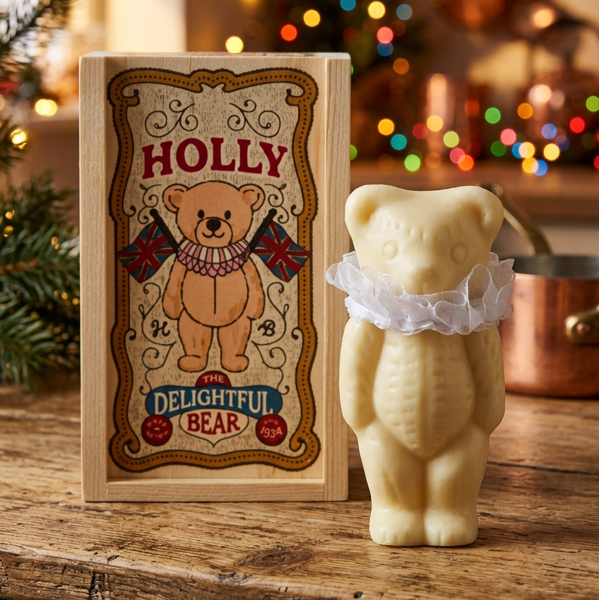 White Chocolate Holly Bear in Box
