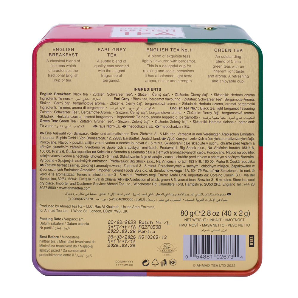 First Class Tea Caddy 40 Teabag Sachets, 4 Flavours