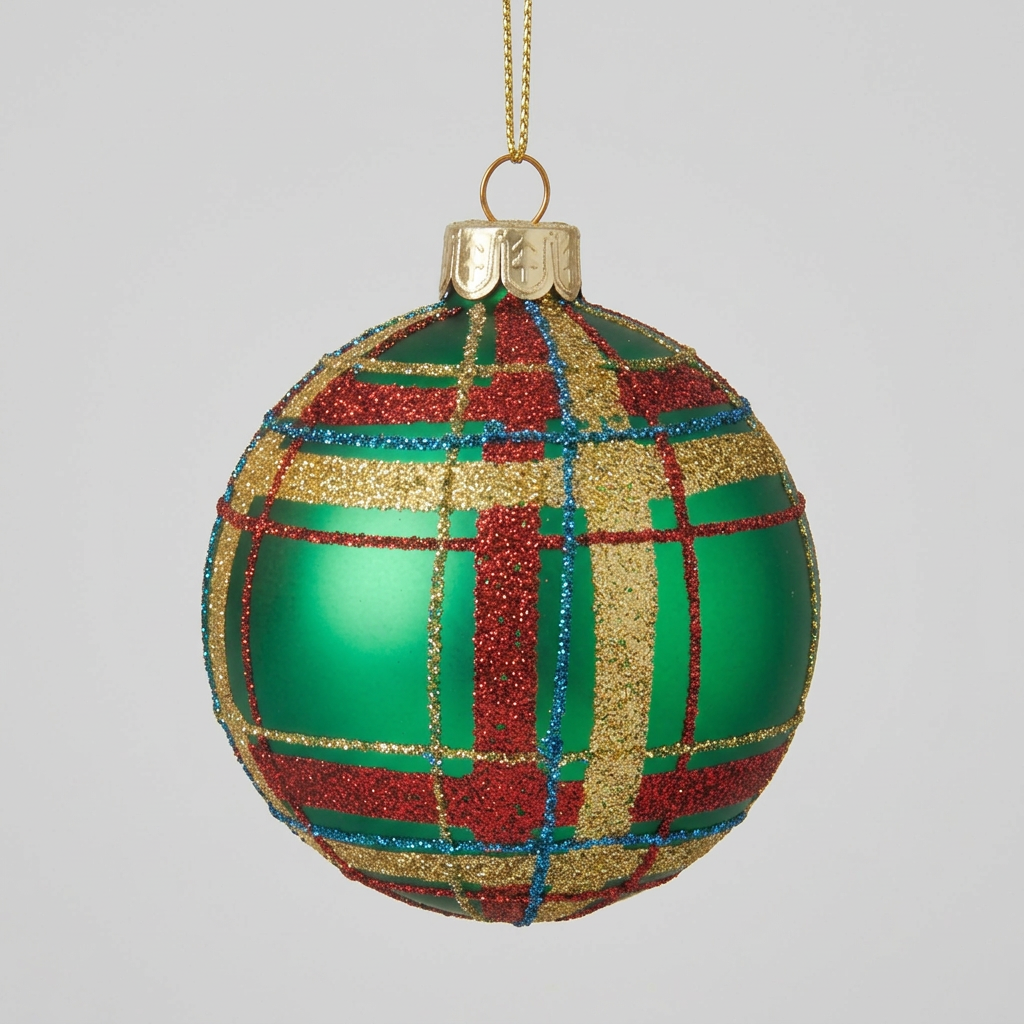 Tartan Glitter Bauble