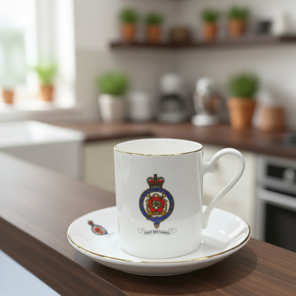Britannia Colour Crest Espresso Cup and Saucer