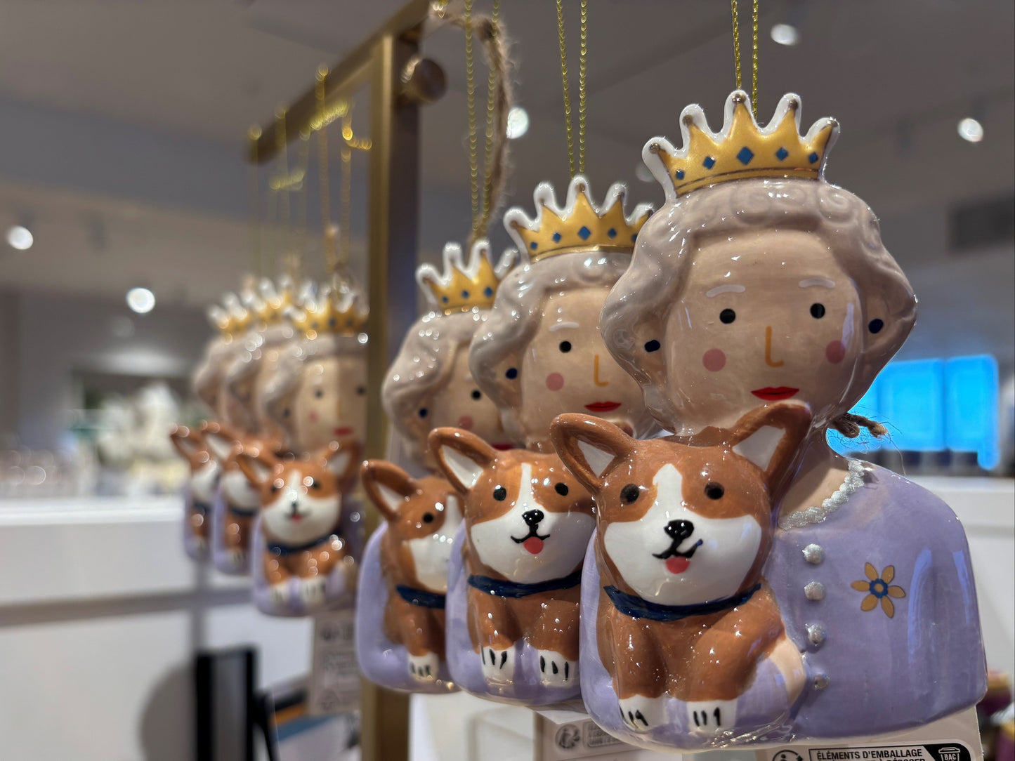 Queen and Corgi Ceramic Decoration
