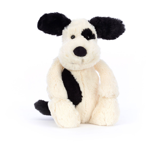 Bashful Black & Cream Puppy by Jellycat