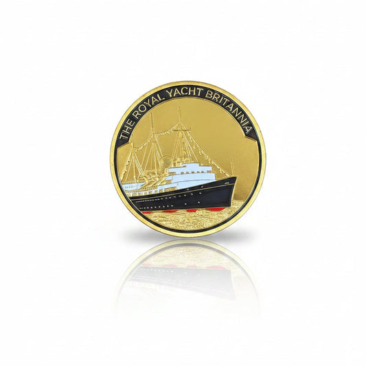 Britannia Ship and Crest Medal - Gold Tone