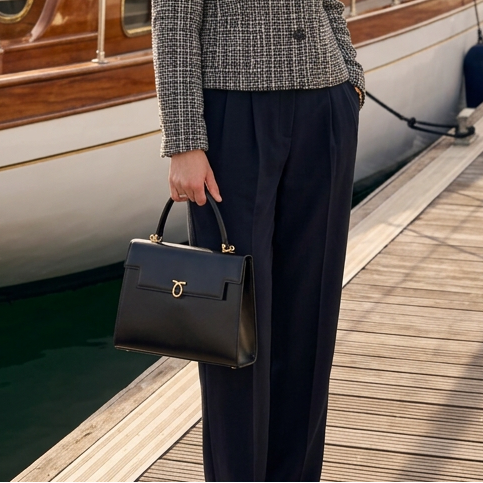 Launer Ebony Black Traviata Bag
