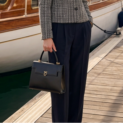 Launer Ebony Black Traviata Bag
