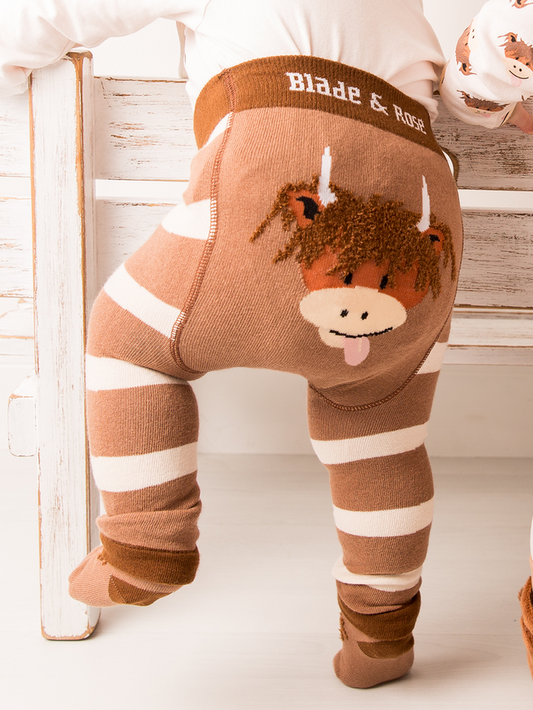Hamish Highland Cow Leggings in Neutral