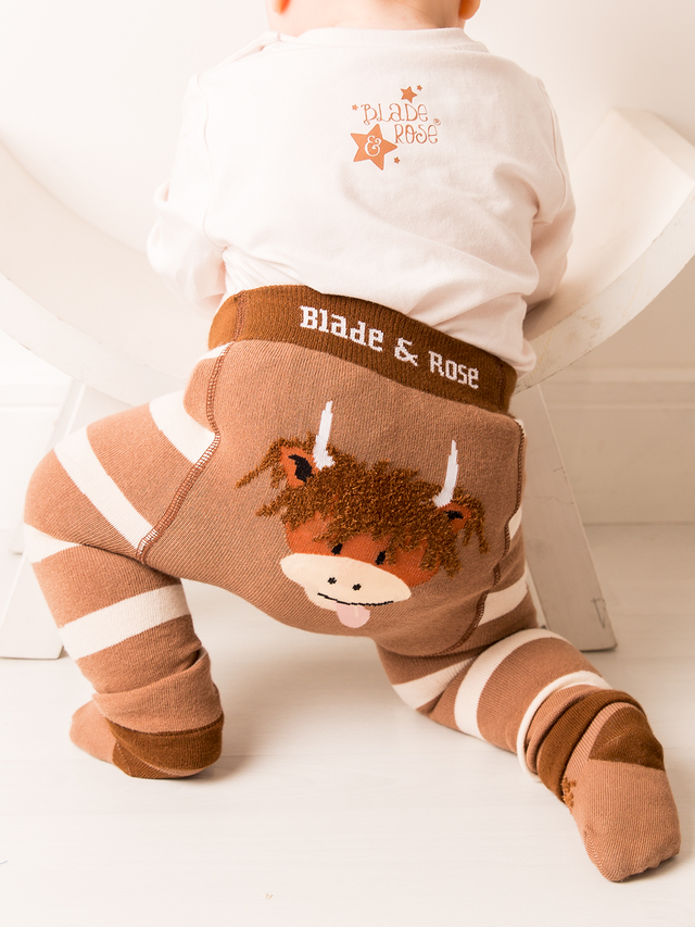 Hamish Highland Cow Leggings in Neutral