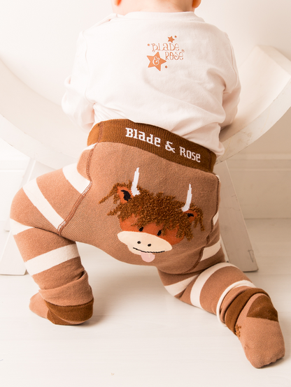 Hamish Highland Cow Leggings in Neutral