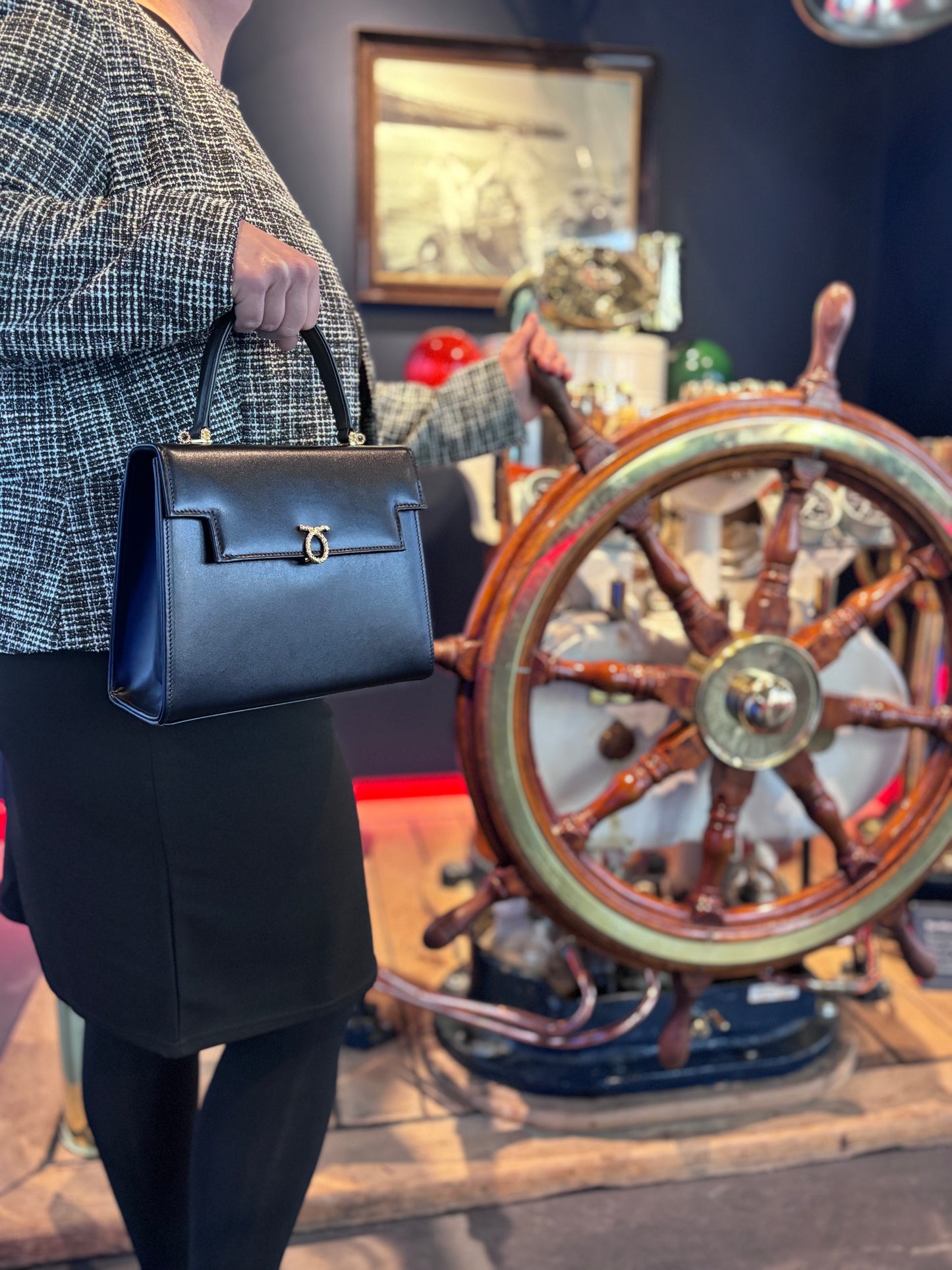 Launer Ebony Black Traviata Bag