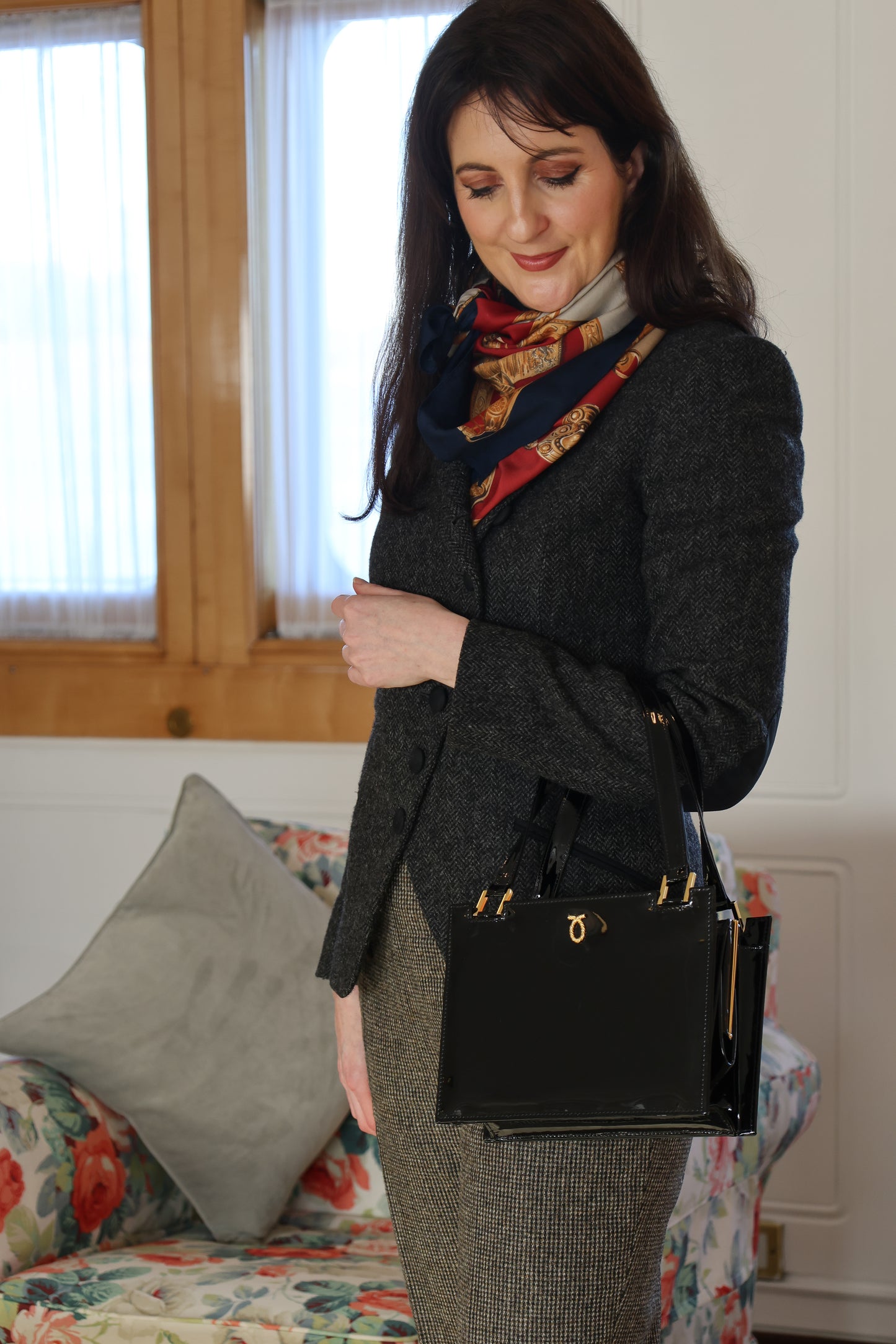 Launer Black Patent Leather Jubilee Bag