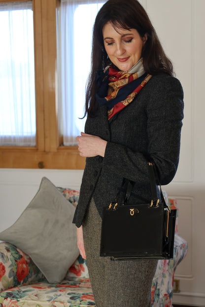 Launer Black Patent Leather Jubilee Bag