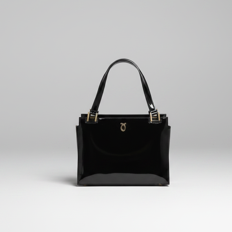Launer Black Patent Leather Jubilee Bag