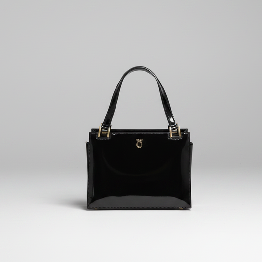 Launer Black Patent Leather Jubilee Bag