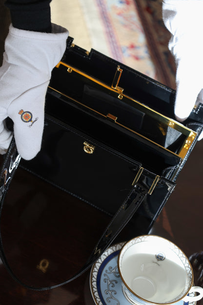 Launer Black Patent Leather Jubilee Bag