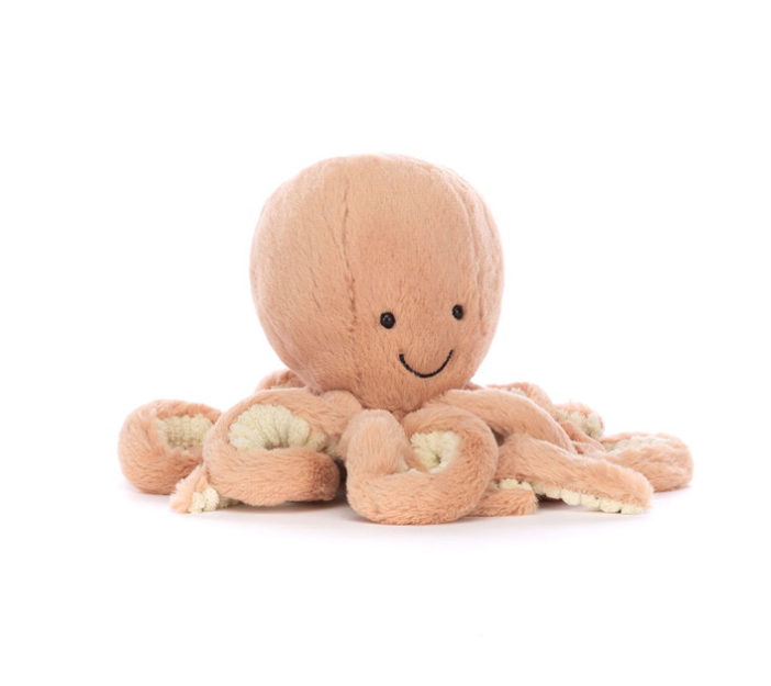 Plush octopus toy on a white background