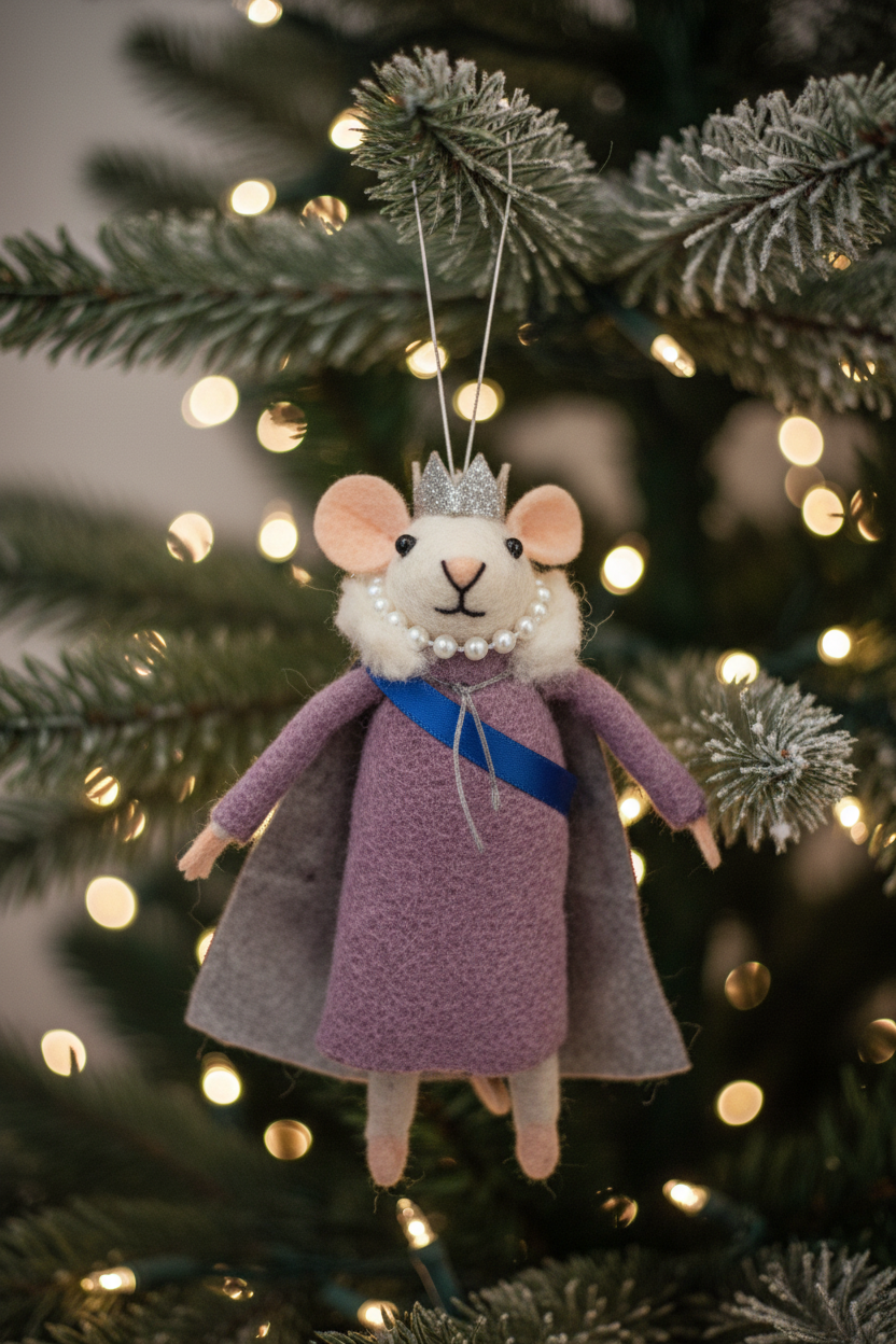 Queen Mouse Felted Decoration
