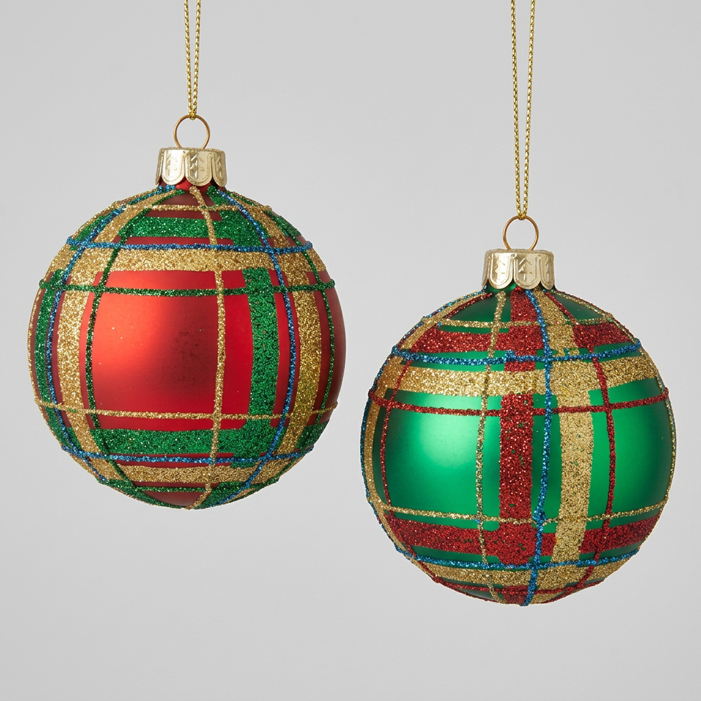 Tartan Glitter Bauble