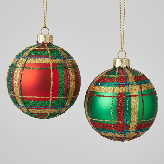 Tartan Glitter Bauble