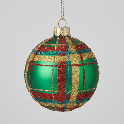 Tartan Glitter Bauble