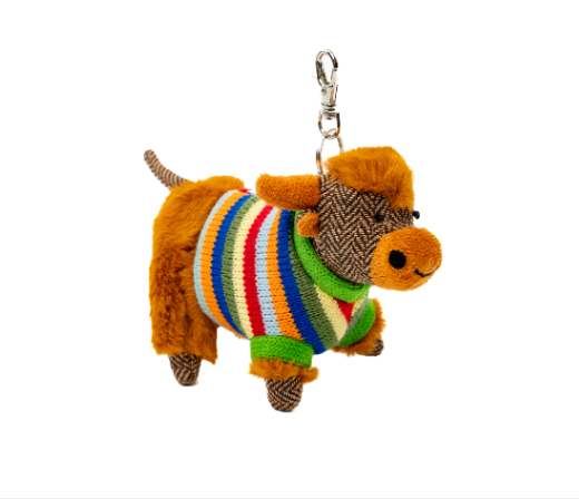 Tweed Highland Cow Bag Charm
