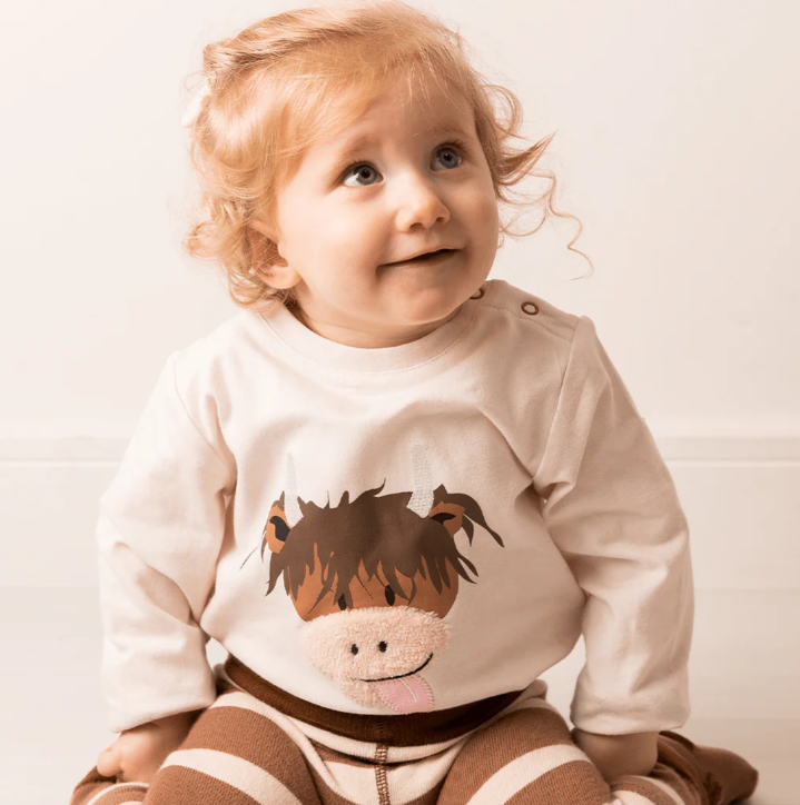 Hamish the Highland Cow Long-Sleeved Top Neutral