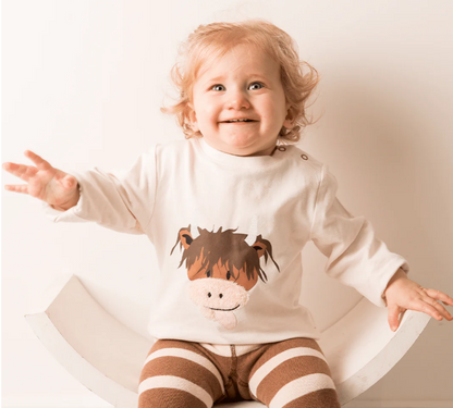 Hamish the Highland Cow Long-Sleeved Top Neutral