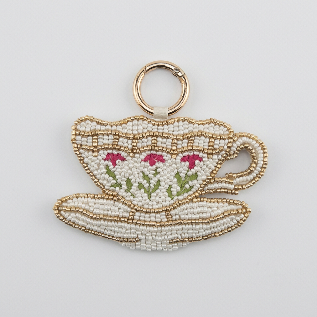 Teacup Beaded Bag Charm