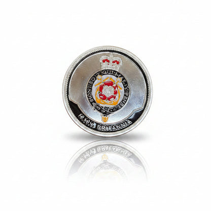 Britannia Ship and Crest Medal - Silver Tone