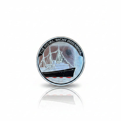 Britannia Ship and Crest Medal - Silver Tone
