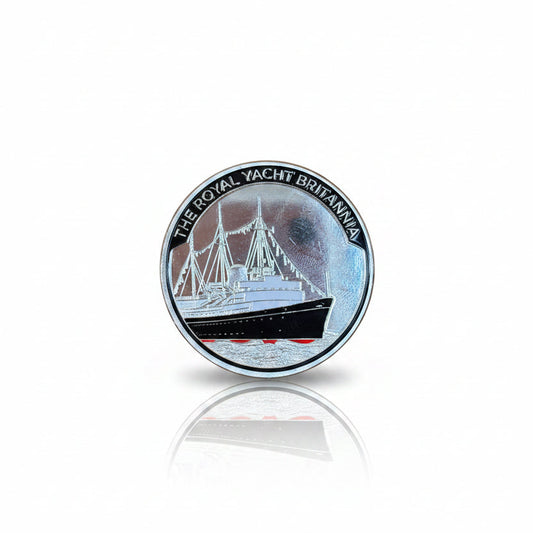 Britannia Ship and Crest Medal - Silver Tone